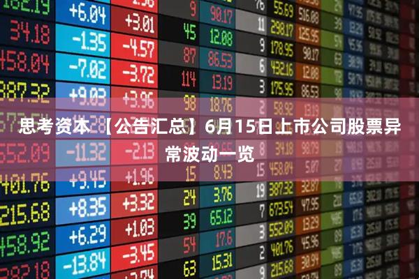 思考资本 【公告汇总】6月15日上市公司股票异常波动一览
