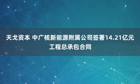 天戈资本 中广核新能源附属公司签署14.21亿元工程总承包合同